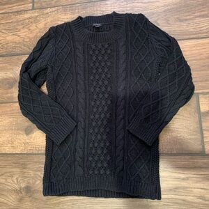 Y2K Talbots Black Chunky Cable Knit Woman’s Size XS Wool Blend Sweater EUC